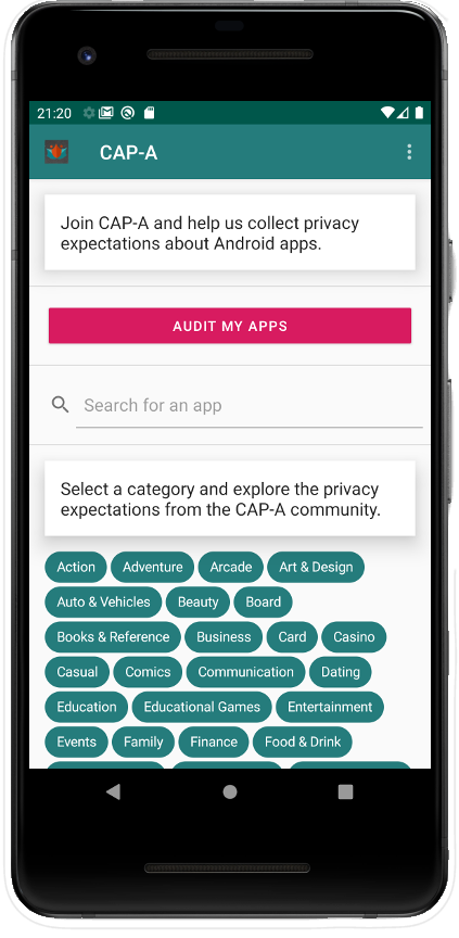 Download the CAP-A app through play store: https://play.google.com/store/apps/details?id=com.in2.cap_a